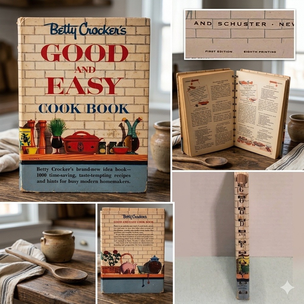 Betty Crocker Good and Easy Cook Book 1954 First Edition 8th Print MCM Spiral Bk